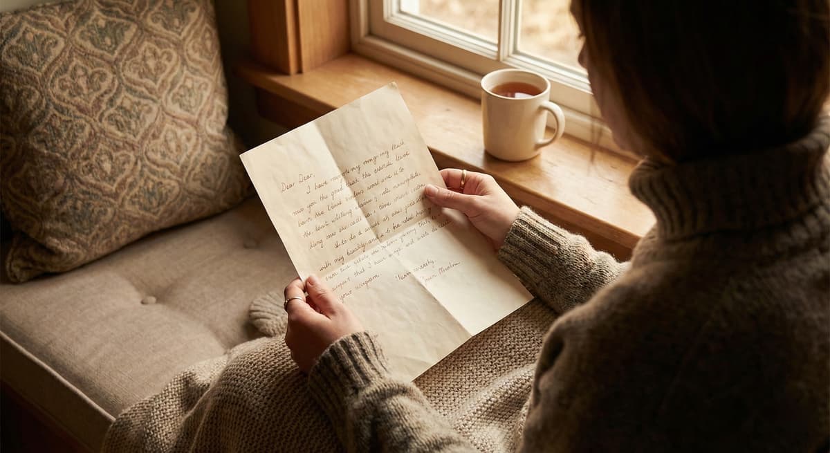 Person reading a heartfelt letter